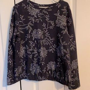 LOFT Navy floral sweatshirt top Large L
